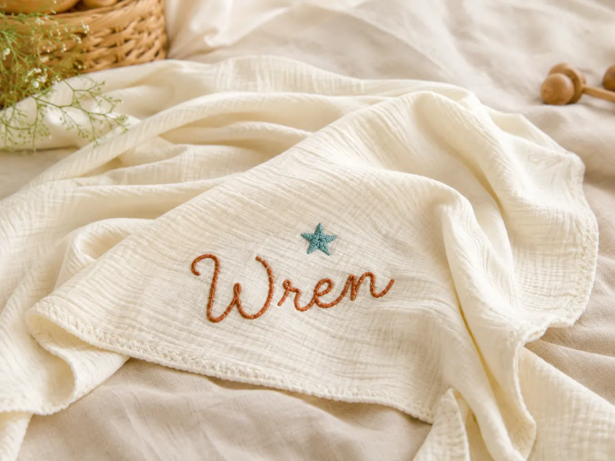 Baby blanket with an embroidered first name