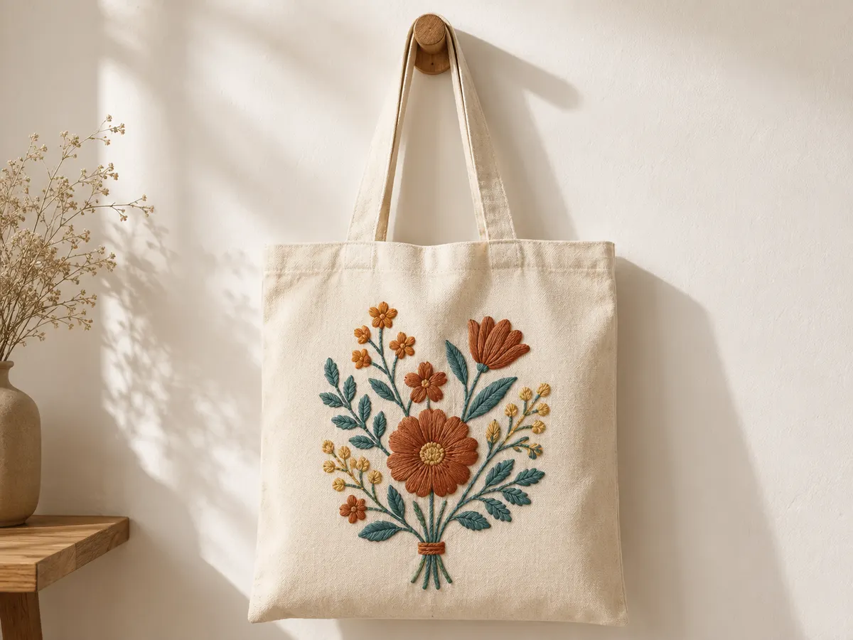 Tote bag with an embroidered motif
